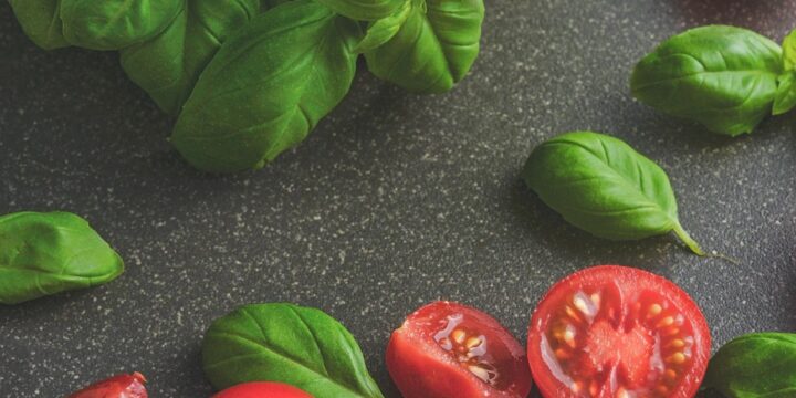 tomatoes, basil, food