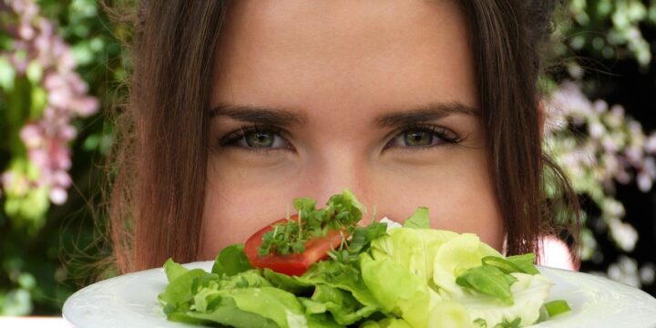 salad, plate, girl