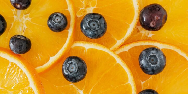 Slices of orange and blueberry