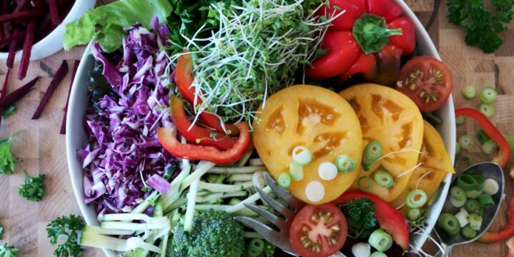 vegetable salad on white ceramic plate